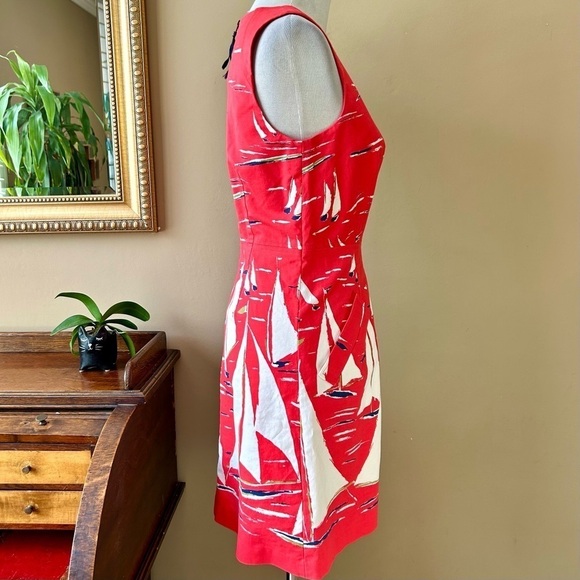 Anthropologie Maeve Berru Sailboat Shift Dress Size Red White Preppy Nautical 4 - Picture 10 of 16
